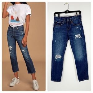 Levi’s 501 t Dark Wash Distressed High Rise Jeans